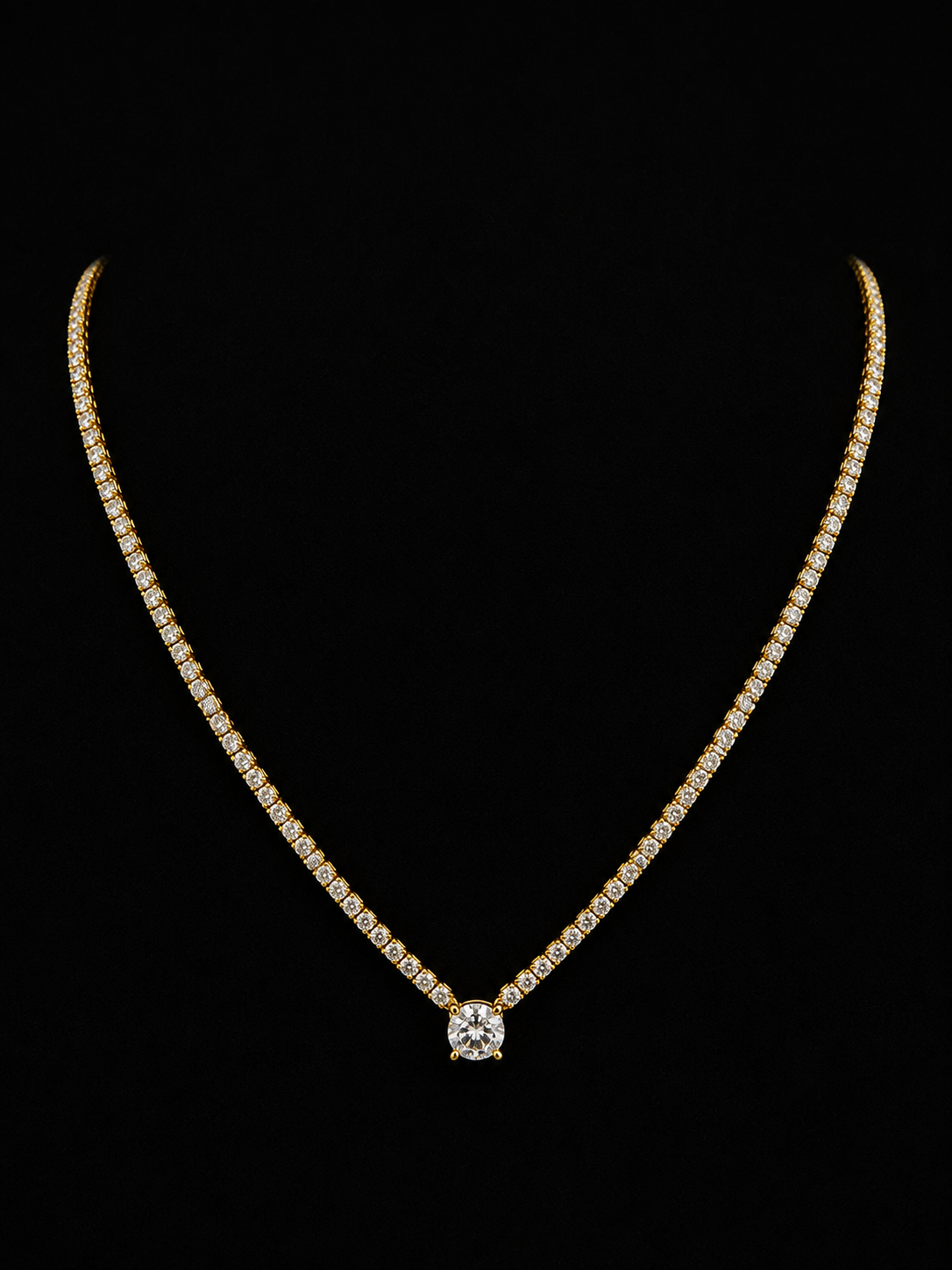 Tennis necklace with stud