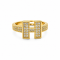 Adjustable Luxe Pavé H Ring