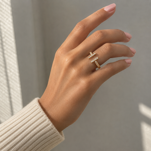 Adjustable Pavé Bar Ring