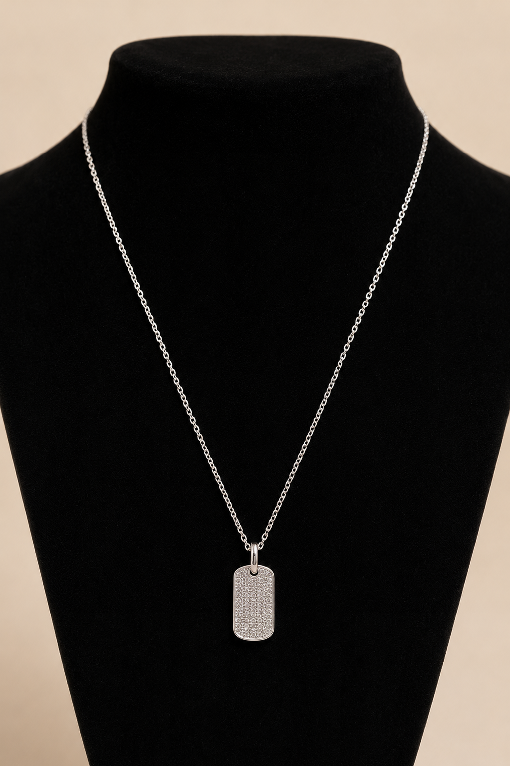 Classic Pavé Tag Necklace