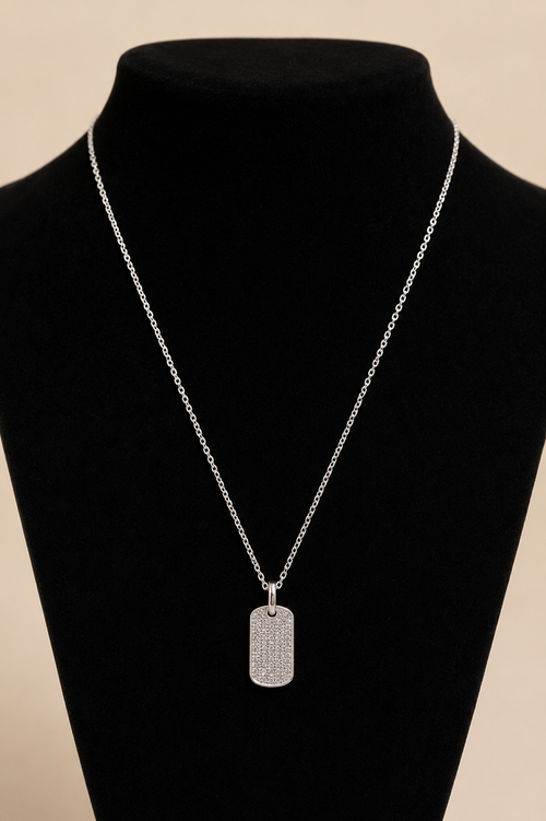 Classic Pavé Tag Necklace