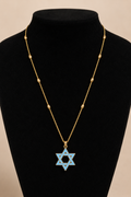 Blue Enamel Magen David Necklace