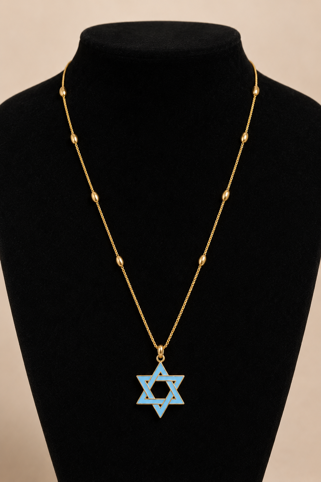 Blue Enamel Magen David Necklace